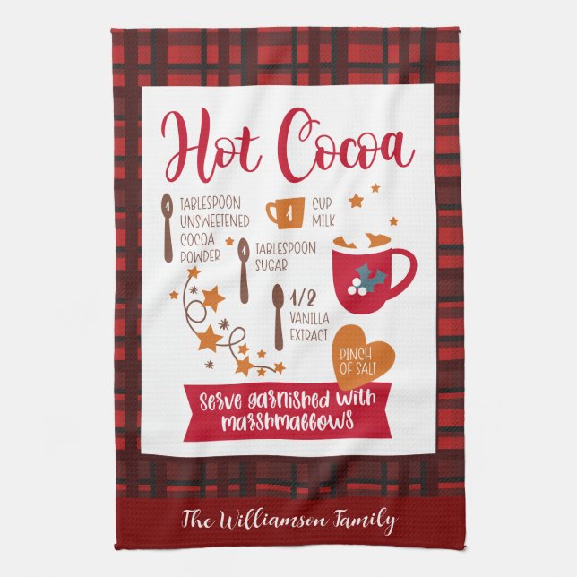 Paño De Cocina Receta de cocoa caliente Personalizado festivo de  (Vertical)