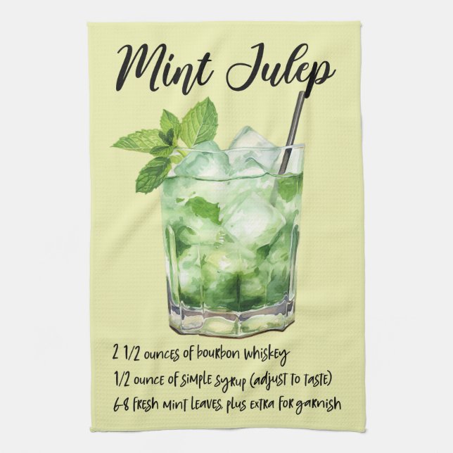 Paño De Cocina Receta de cóctel de julep de menta (Vertical)