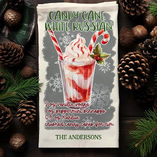 Paño De Cocina Receta de cóctel de Navidad de Candy Cane White Ru