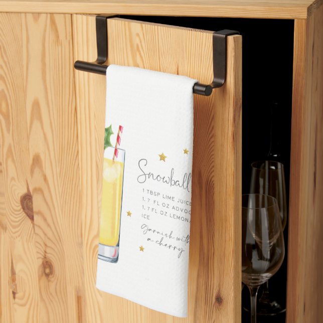 Paño De Cocina Receta de Cóctel de Navidad Snowball Kitchen Towel (Pliegue de tercios)