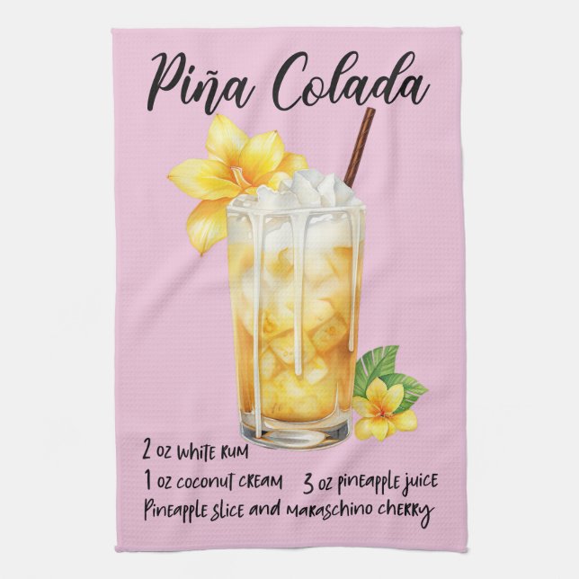 Paño De Cocina Receta de cóctel de Pina Colada (Vertical)