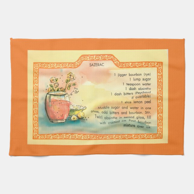 Paño De Cocina Receta de cóctel de Sazerac (Horizontal)