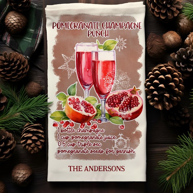 Paño De Cocina Receta de cóctel para Navidades de Pomegranate Pun (Subido por el creador)