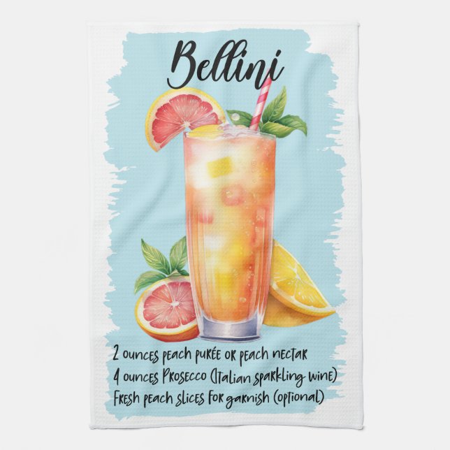Paño De Cocina Receta de cócteles de Bellini (Vertical)