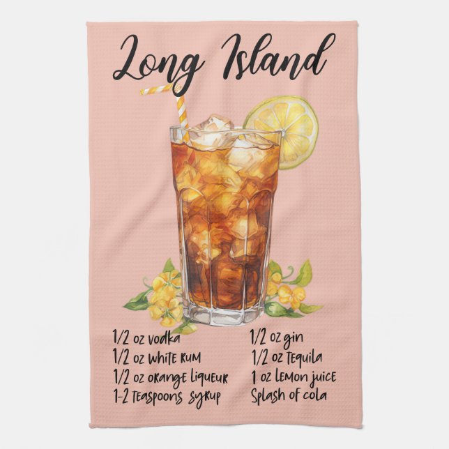 Paño De Cocina Receta de cócteles de Long Island (Vertical)