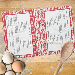 Paño De Cocina Receta de la familia de invierno de franja blanca 