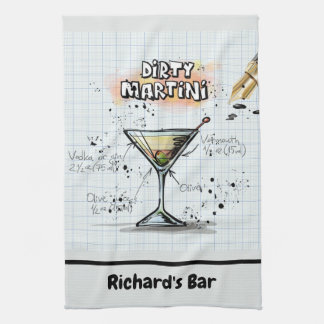 Paño De Cocina Receta de Martini sucia dibujo de barras personali