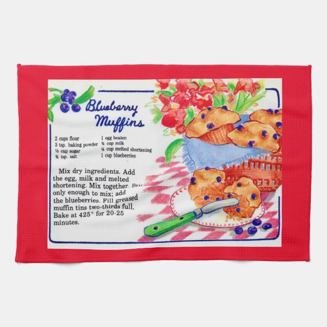 Paño De Cocina Receta de Muffins de Blueberry (Horizontal)