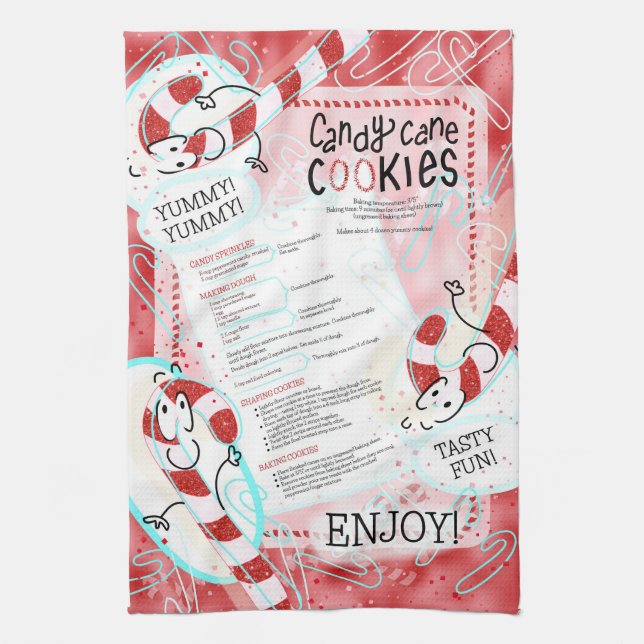 Paño De Cocina Receta de Navidades de Candy Cane Cookies DIY (Vertical)