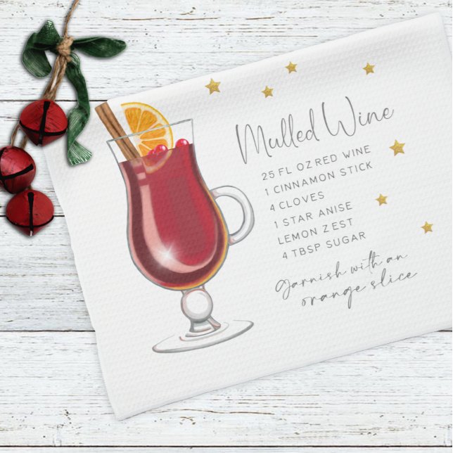 Paño De Cocina Receta de Navidades de vacaciones de bebida de vin (Subido por el creador)