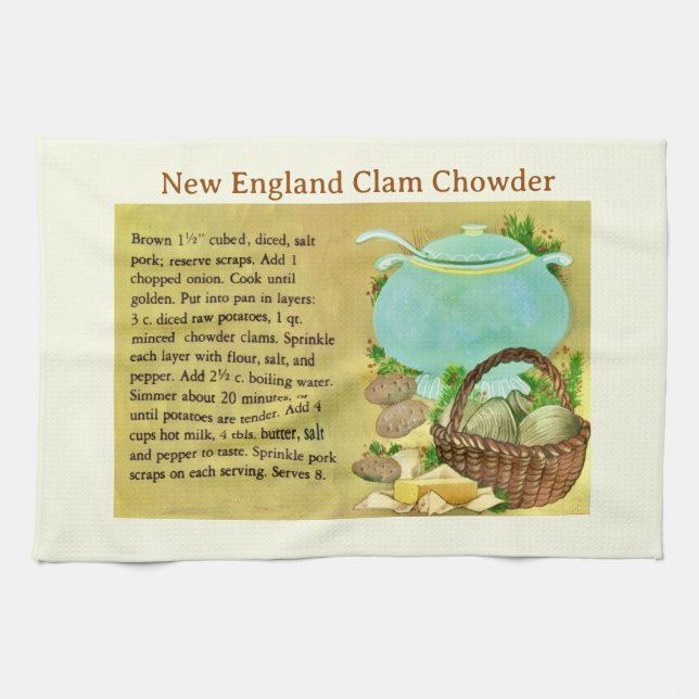 Paño De Cocina Receta de New England Clam Chowder (Horizontal)