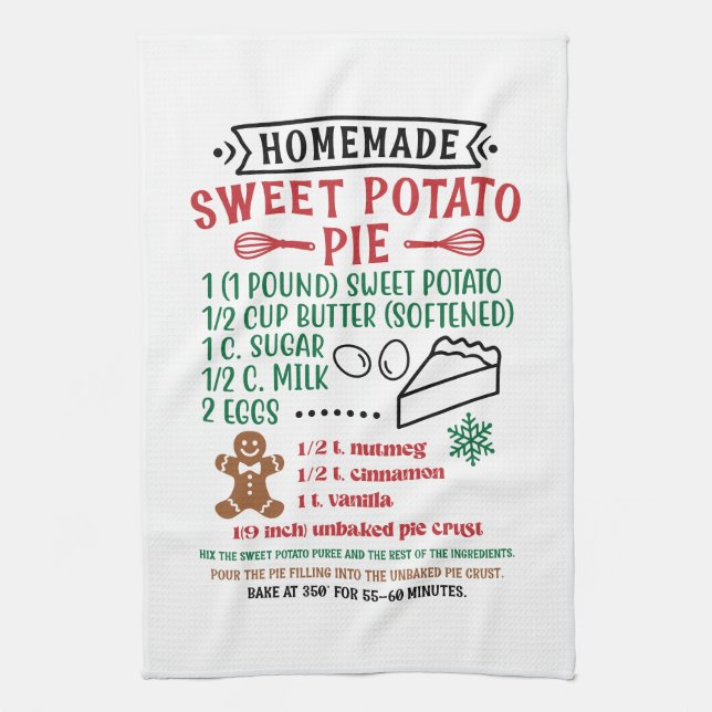 Paño De Cocina Receta de pastel de batata Navidad (Vertical)