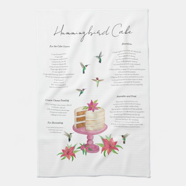 Paño De Cocina Receta de pastel de colibrí  (Vertical)