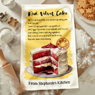 Paño De Cocina Receta de pastel de terciopelo rojo personalizada