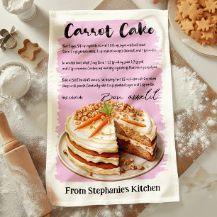 Paño De Cocina Receta de pastel de zanahoria personalizada