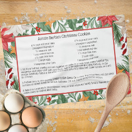 Paño De Cocina Receta de vacaciones de Navidades florales rojos d