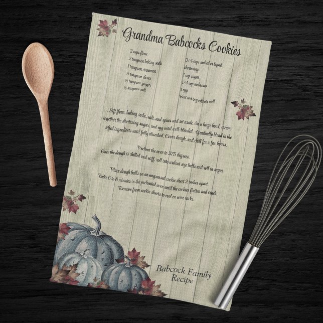 Paño De Cocina Receta de vacaciones Keepsake Blue Pumpkin Farmhou (Subido por el creador)