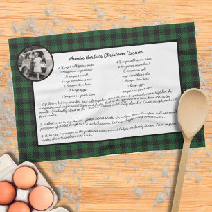 Paño De Cocina Receta familiar Green Gingham Holiday Vintage Phot