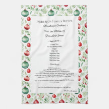 Receta familiar Heirloom Textos Ornamento de Navid