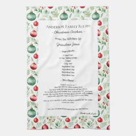 Paño De Cocina Receta familiar Heirloom Textos Ornamento de Navid