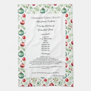 Paño De Cocina Receta familiar Heirloom Textos Ornamento de Navid