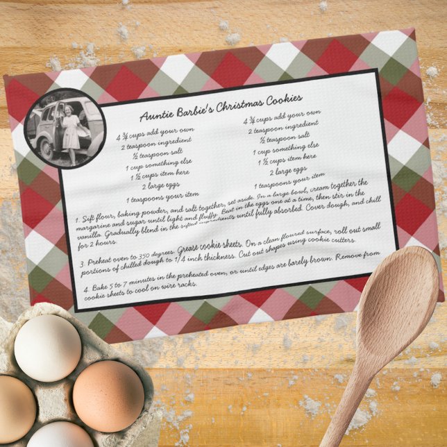 Paño De Cocina Receta familiar Holiday Keepsake Plaid Photo Gift (Subido por el creador)