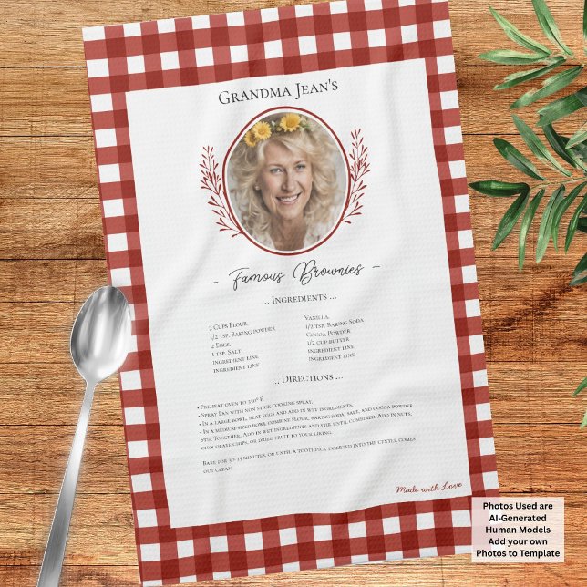 Paño De Cocina Receta familiar Keepsake Photo Gingham (Subido por el creador)