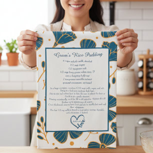 Paño De Cocina Receta Floral de la Familia Recuerdo Personalizado