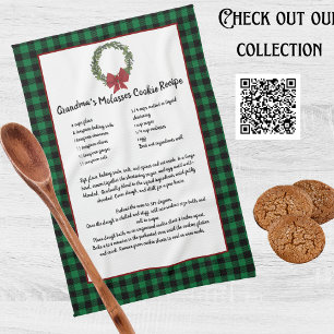 Paño De Cocina Receta Keepsake Navidades Cookes Green Plaid