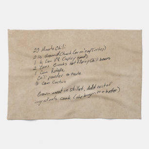 Paño De Cocina Receta manuscrita Familia Keepsake Personalizado