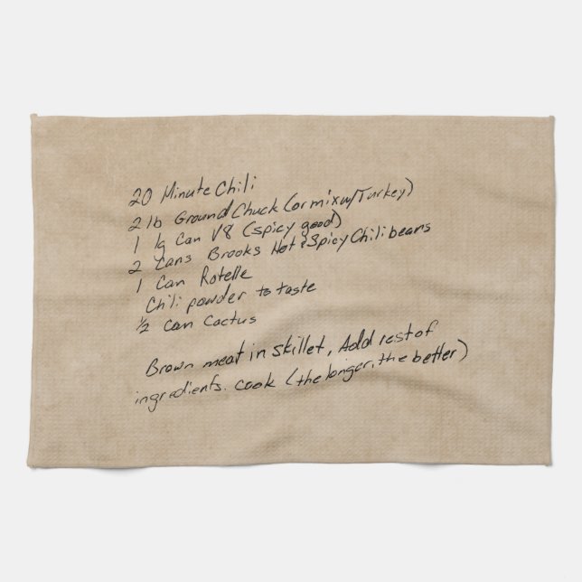 Paño De Cocina Receta manuscrita Familia Keepsake Personalizado (Horizontal)