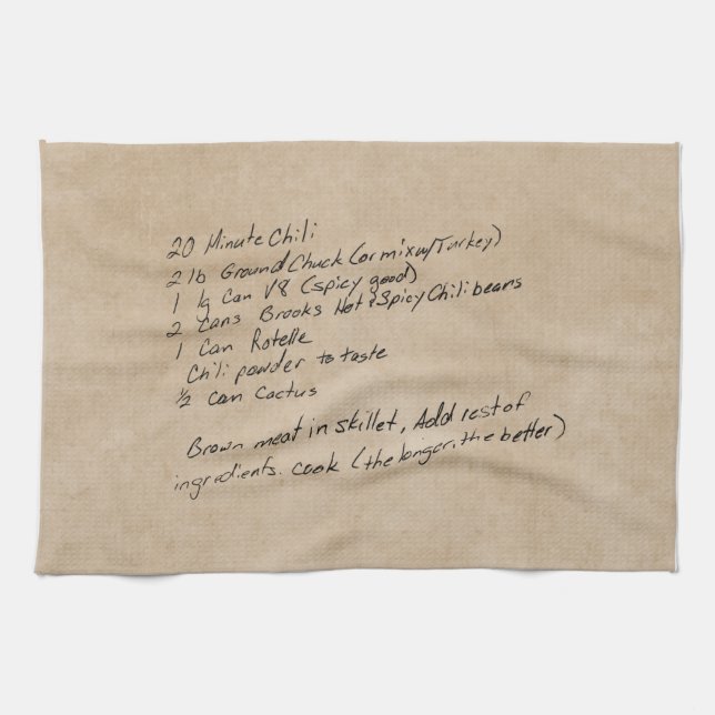 Paño De Cocina Receta manuscrita Familia Keepsake Personalizado F (Horizontal)