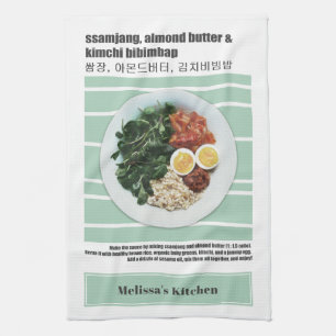 Paño De Cocina Receta moderna de Bibimbap coreano colorido