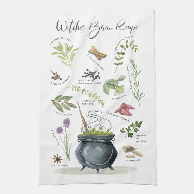 Paño De Cocina Receta moderna de caldero de Halloween 1 (Vertical)