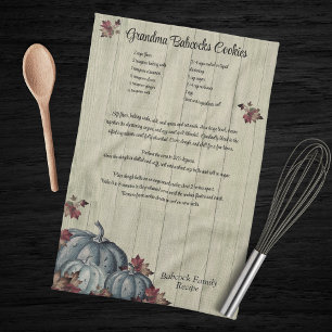 Paño De Cocina Receta Navideña Recuerdo Granja de Calabaza Azul