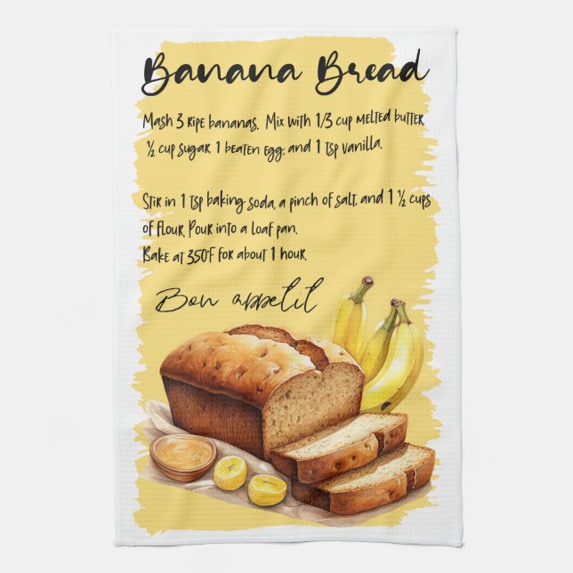 Paño De Cocina Receta para hacer pan de banana (Vertical)