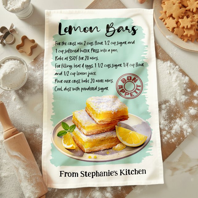 Paño De Cocina Receta personalizada de barras de limón (Subido por el creador)