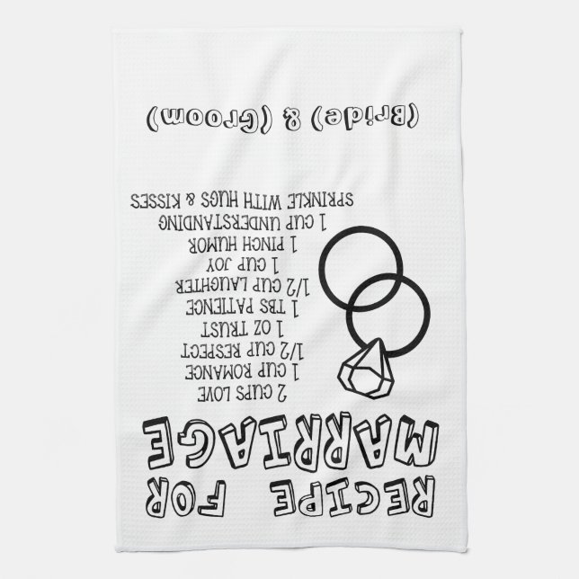 Paño De Cocina Receta personalizada de matrimonio para ducha de n (Vertical)