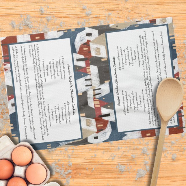 Paño De Cocina Receta Rustic Country Village Winter Family (Subido por el creador)