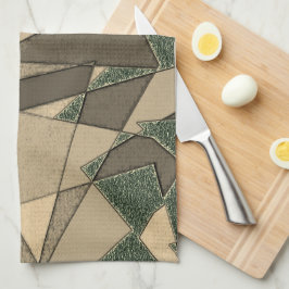 Paño De Cocina Recorte triangular beige sobre el "fondo verde osc