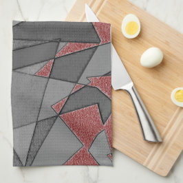 Paño De Cocina Recortes triangulares en bruto, sobre fondo rojo