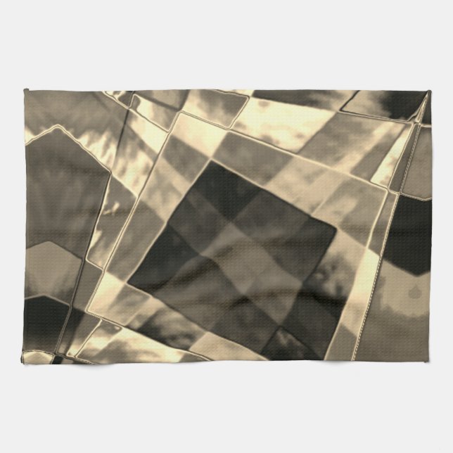 Paño De Cocina Rectángulos inclinados en tonos madera o beige? (Horizontal)