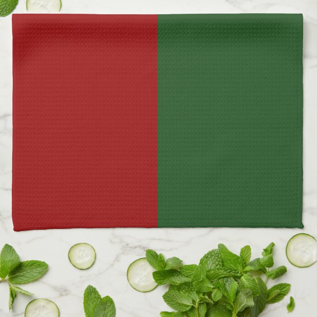 Paño De Cocina Rectángulos rojo y verde (Doblado)
