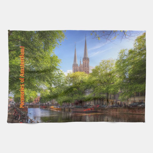 Paño De Cocina Recuerdo de Amsterdam - De Krijtberg, Canal Singel (Horizontal)