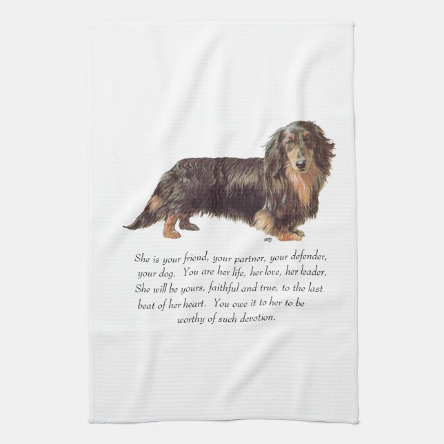 Paño De Cocina Recuerdo de Dachshund - Hembra (Vertical)