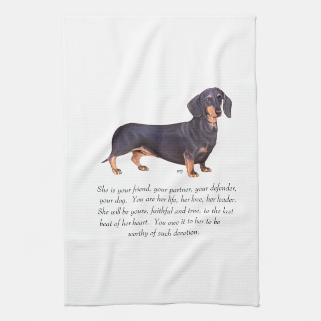 Paño De Cocina Recuerdo de Dachshund - Hembra (Vertical)