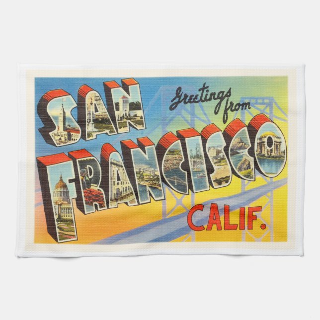Paño De Cocina Recuerdo viejo del viaje de San Francisco (Horizontal)