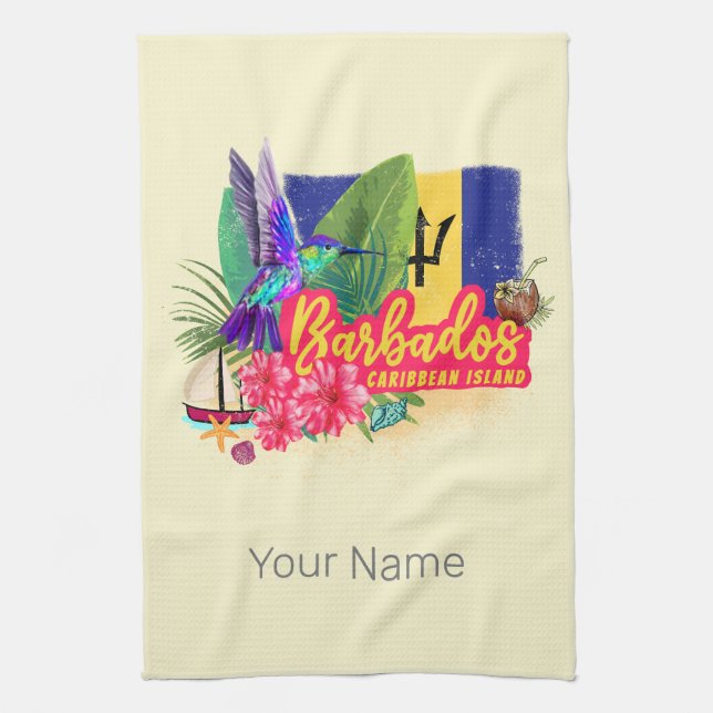Paño De Cocina Recuerdos de la isla de cosechas de cosecha caribe (Vertical)