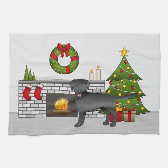 Paño De Cocina Recuperador de Labrador Negro - Sala de Navidades  (Horizontal)