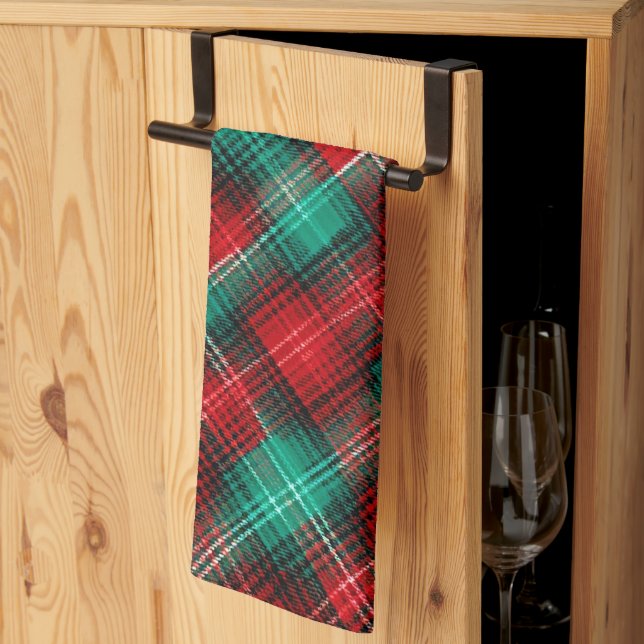 Paño De Cocina Red and green holiday plaid (Pliegue de tercios)